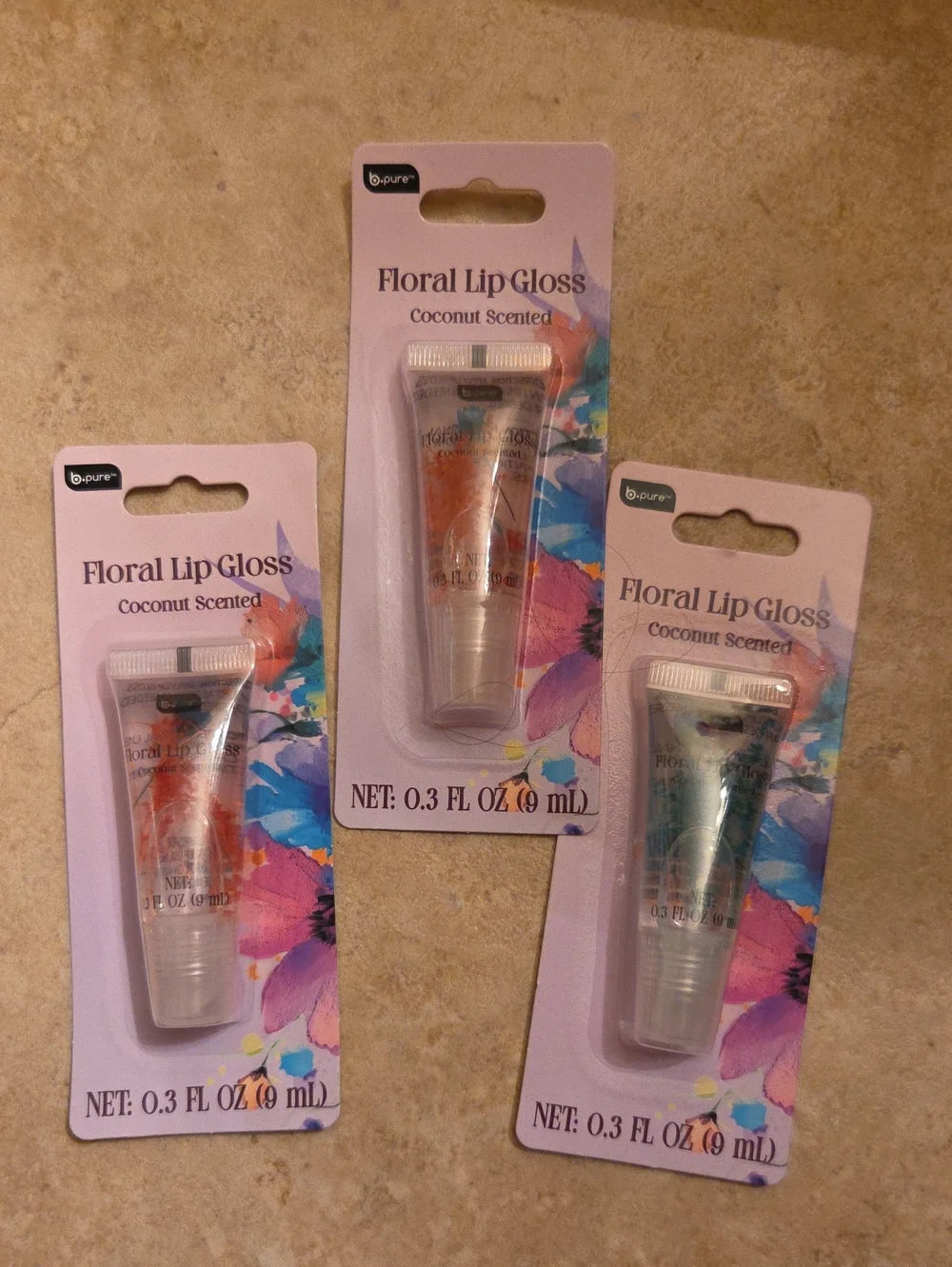 3 Floral Lip Gloss - Coconut Scented